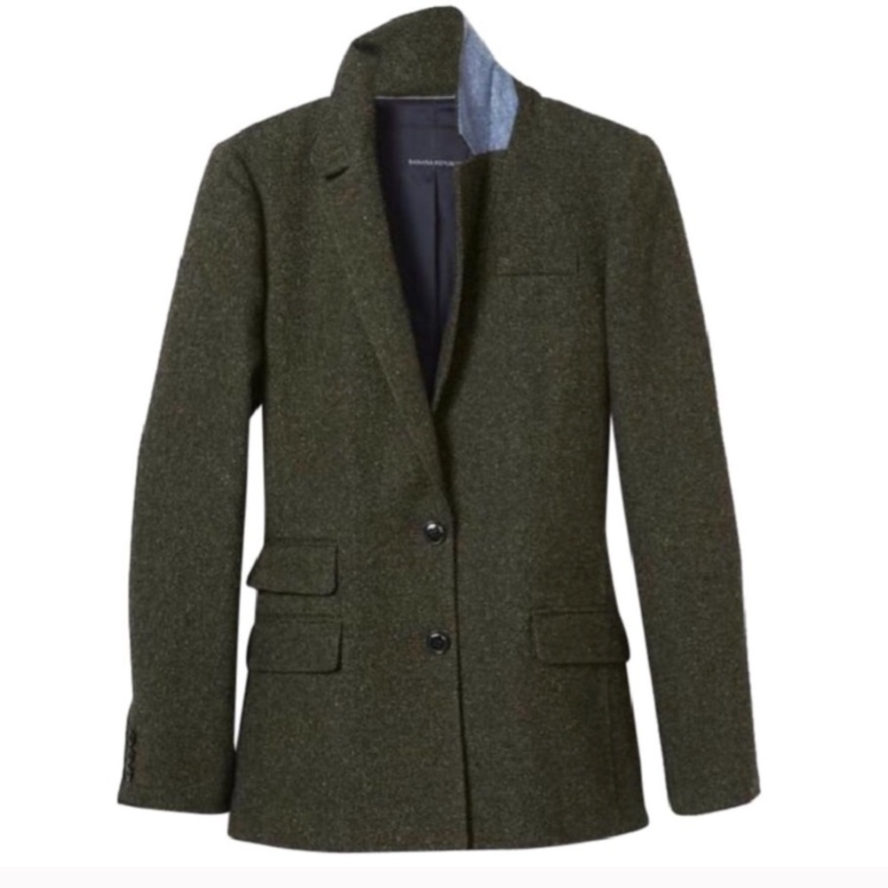 Banana Republic olive tweed hacking jacket size 4